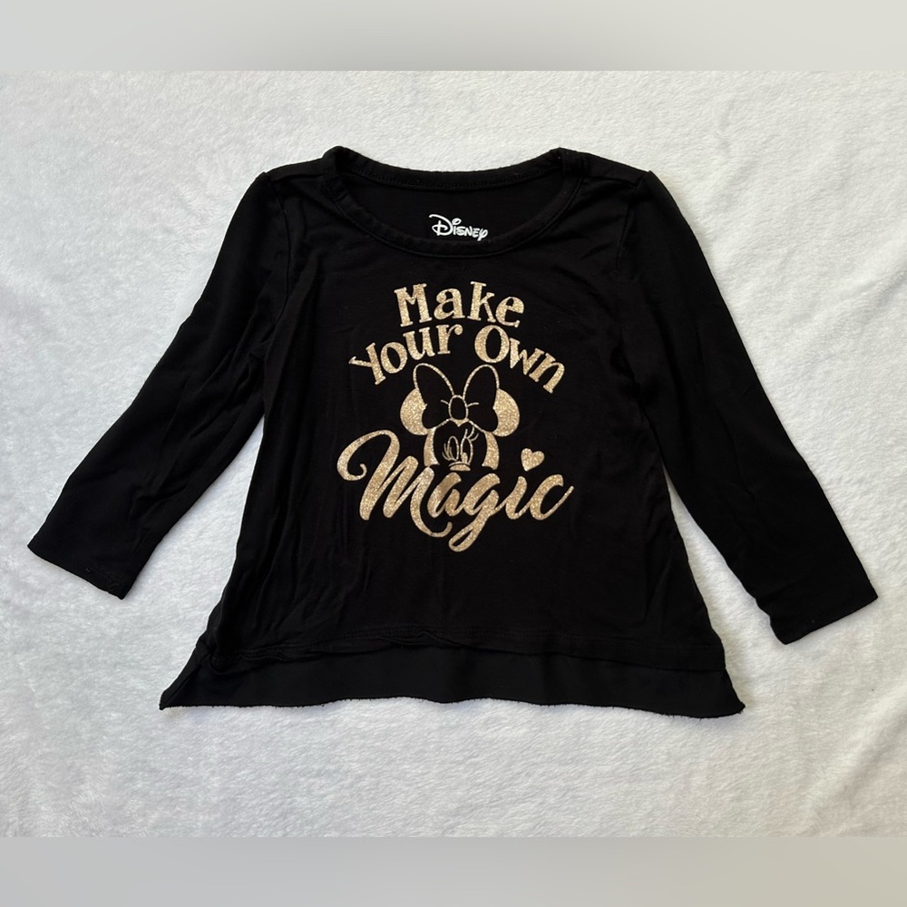 Disney Minnie Mouse Make Your Own Magic Glitter Long Sleeve Top Black/Gold 9-12M